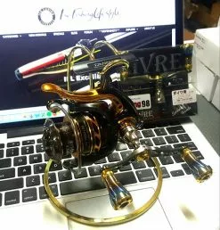 Livre Custom Titanium Double Handle (Gun Metal X Burnt Tip X Gold)- WING 98 (WD-98-FD1 Daiwa Compatible)) -Hot Sale Fishing Rods Shop livre custom handle1